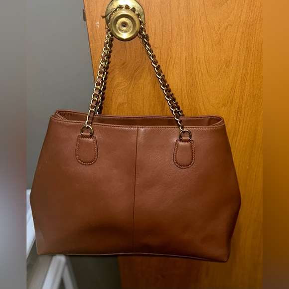 Coach Peyton Brown Saffiano Leather Chain Shoulder Bag - Picture 3 of 12